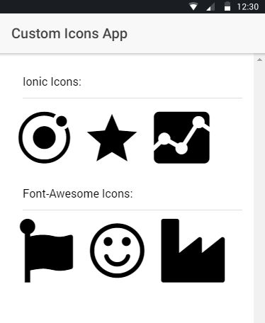 Icônes Ionic et Font Awesome